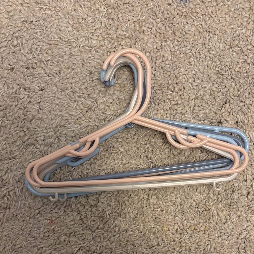 Set of Pink and Blue Plastic Hangers